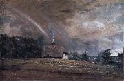 John Constable Landscape study,cottage and rainbow china oil painting reproduction